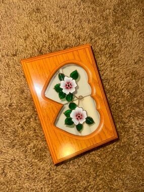 Floral Stained Glass Wooden Trinket Box - Pink & Green